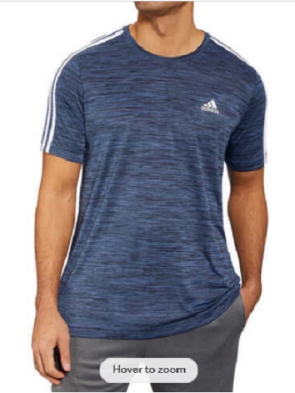 Adidas Men's L AEROREADY Primegreen 3-Stripes Training Shirt Blue Heather EUC